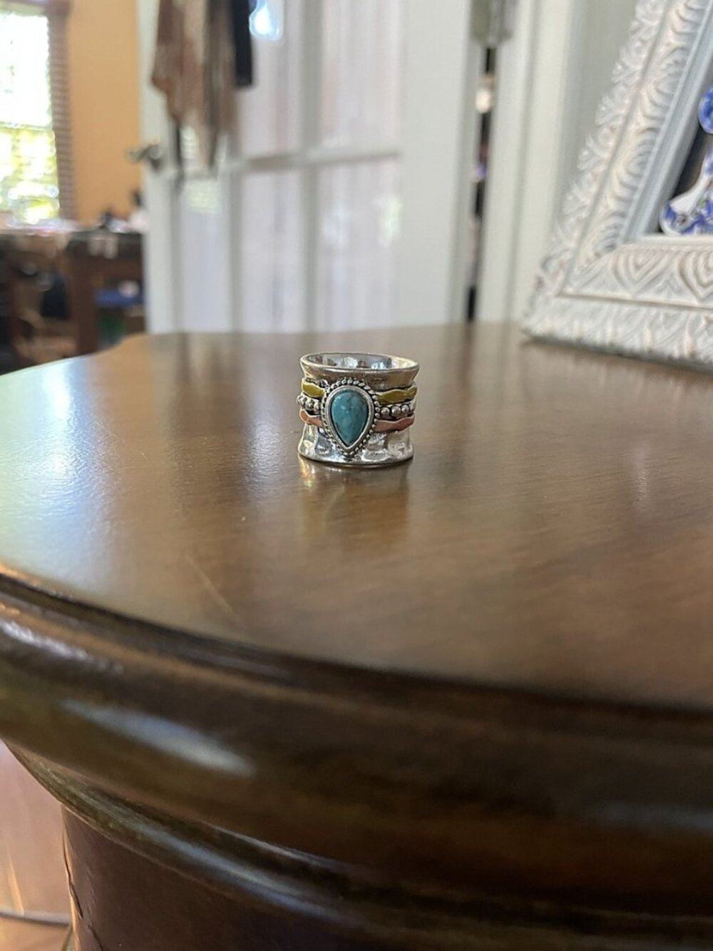 White K Vintage Boho Retro Teardrop CZ Statement Ring | Silver Tribal Waterdrop - Picture 13 of 15